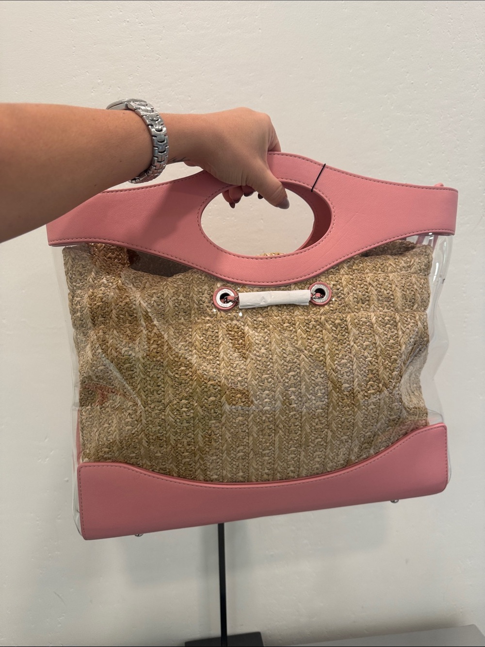 💋Chanel Pink PVC and Straw Tote Bag - Picture 3 of 7